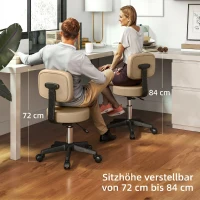 HOMCOM Rollkruk met rugleuning, verstelbare hoogte (72-84 cm), 360° draaibaar, lichtbruin(m-7)