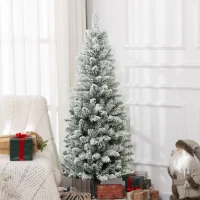 HOMCOM Árbol de Navidad Artificial Nevado 150 cm con 317 Ramas y Soporte de Metal Árbol de Navideño para Salón Interior Verde(m-10)