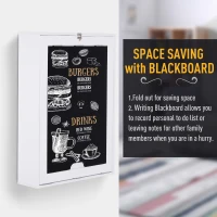 HOMCOM Folding Wall-Mounted Drop-Leaf Table, Convertible Wall Table With Chalkboard and Storage Shelf, Multifunctional Floating Desk for Home Office, White(m-6)