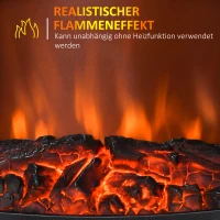 HOMCOM Elektrische Kachel Vrijstaand, Vlameffect, 2 Verwarmingsmodi 1000W/2000W, Gehard Glas, Zwart, 36,5x24x45,5 cm(m-4)
