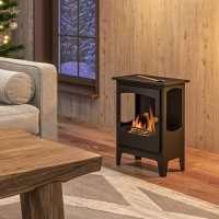 HOMCOM Chimenea de Etanol 7000BTU Chimenea de Bioetanol de Acero Tanque de 0,9 L Tiempo de Combustión 3H 39x26x54 cm Negro(m-10)