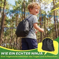AIYAPLAY Ninja Line Kinder 24 m Slackline Set mit Turnringe 7 Hindernissen Kletterstange Balancierbrücke für 3-6 Jahre(m-7)