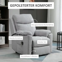 HOMCOM Relaxfauteuil met opsta-hulp, elektrisch, ligfunctie, afstandsbediening, tasjesvering, tot 120 kg, grijs(m-6)