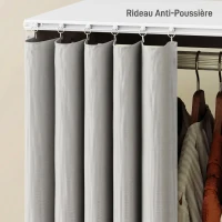 HOMCOM Armoire penderie vêtement dressing mobile 4 roulettes avec tringle à vêtements et étagères ouvertes, blanc(m-6)