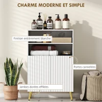 HOMCOM Meuble salle de bain, armoire salle de bain étroit 5 niveaux, portes cannelées à fermeture douce 60 x 31,8 x 93 cm blanc(m-4)