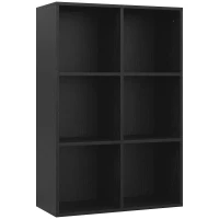 HOMCOM Six-Cube Bookcase - Black Wood Effect(m-1)