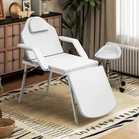 HOMCOM Camilla Masaje Plegable Portátil de 3 Zonas con Respaldo Ajustable Reposacabezas Reposabrazos 182x82x68 cm Blanco(m-2)