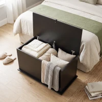 HOMCOM Baú de Arrumação 102 L com Dobradiça de Segurança Estilo Moderno para Corredor Quarto e Sala de Estar 80x40x45 cm Preto(m-8)