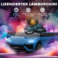 AIYAPLAY Kinder Elektroauto 12V Kinderauto mit 2,4 GHz Fernbedienung, 2 Motor, Hupe, LED, Musik, 101,5 x 49 x 43 cm, Blau(m-4)