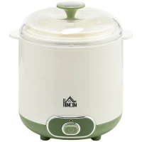 HOMCOM Joghurtbereiter, 1,5 L Joghurtmaschine mit Sieb, Deckel, 20 W Joghurt-Maker für griechischen Joghurt, für 3–5 Personen, 19,5x17,5x21,4 cm, Weiß(m-11)