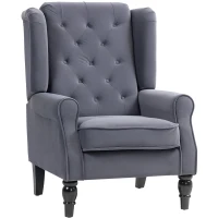 HOMCOM Wingback Accent Chair, Retro Upholstered Button Tufted Occasional Chair for Living Room and Bedroom, Charcoal Grey(m-1)