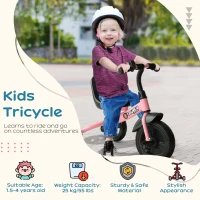 HOMCOM Baby Trike, Toddler Tricycle with Adjustable Seat, Children Ride on Toys 3 Wheels Bike with Bell for Kids 1.5-4 Years, Pink(m-4)