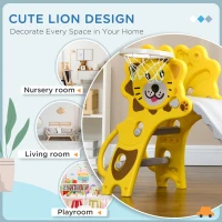 AIYAPLAY Baby Slide with Basketball Hoop, Climber, Easy to Assemble Kids Slide for Indoor Use, for Ages 18-36 Months - Yellow(m-5)