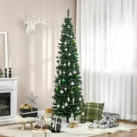HOMCOM Weihnachtsbaum künstliche Künstliche Tanne Christbaum, inkl Ständer Weihnachtsstern 2,1 m, Grün(m-7)