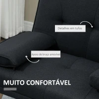 HOMCOM Sofá Cama 3 Lugares com Encosto Ajustável Apoio para os Braços Desmontável e 2 Suportes para Copos 181x77x78 cm Cinza(m-6)