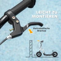 AIYAPLAY Kinderroller met verstelbaar stuur, grote wielen, parkeerstaand, handrem, voor kinderen van 5-12 jaar, Wit(m-5)