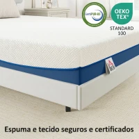 HOMCOM Colchão 190x140 cm Espessura 20 cm Colchão Viscoelástico com Chá Verde Firmeza Média Cama Refrescante com Espuma de Gel(m-7)