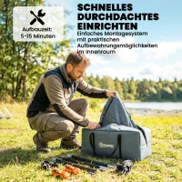 Outsunny Campingzelt für 2-4 Personen wasserdicht Familienzelt mit 3 Türen abnehmbar Regendach Bodenplane Tragetasche Dunkelblau(m-8)