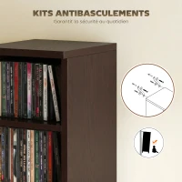 HOMCOM Lot de 2 étagères colonnes armoire de rangement CD-DVD 12 compartiments 21 x 22,5 x 88,5 cm capacité 204 CD marron(m-7)