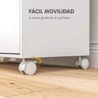 HOMCOM Mueble de Planchar con Ruedas Barra para Colgar Ropa Estante Abierto y Tablero Plegable 127x42,5x99 cm Blanco(m-7)