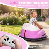 AIYAPLAY Autoscooter, 360° Rotation, 2 km/h Geschwindigkeit, Sicherheitsgurt, LED-Lichter, Musik und Hupe, Rosa(m-6)