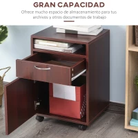 HOMCOM Cajonera de Escritorio con Ruedas Cajón Compartimento Puerta Archivador Móvil para Estudio 40x35x60 cm Café Oscuro(m-4)
