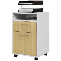 HOMCOM Bloco de Gavetas de Escritório com Armário e Gaveta Móvel Arquivador com Rodas Suporte para Impressora 40x35x60 cm Madeira(m-11)