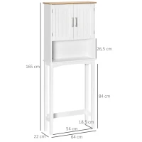 kleankin Mueble sobre Inodoro Armario Alto para Lavadora con Balda Interior Ajustable para Baño WC 64x22x165 cm Blanco(m-3)