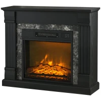 HOMCOM Chimenea Eléctrica 1800W Chimenea Decorativa con Efecto de Llama Mando a Distancia Temporizador 80x21,6x67,8cm Negro(m-11)