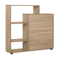 HOMCOM Zapatero de Madera con Estantería y Cubos Armario para Zapatos de Entrada Pasillo 101.5x25.5x98cm(m-10)