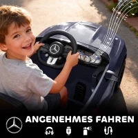 AIYAPLAY Kinder-Elektroauto, Mercedes-Design, 12V Motoren, Fernbedienung, LED-Lichter, Musik, für 3-6 Jahren Kinder, Grau(m-7)