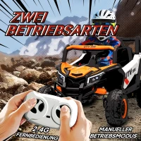AIYAPLAY 12V Elektroauto voor kinderen, afstandsbedieningsfunctie, gordel, claxon, LED-lampen, USB-aansluiting, voor 3-5 jaar, Oranje(m-4)