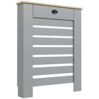 HOMCOM Copritermosifone in MDF a Doghe, Copricalorifero a Griglia con Cassetto, 78x19x95.5 cm, Grigio(m-1)
