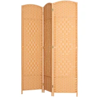 HOMCOM Paravent intérieur en bois 3 panneaux séparateur de pièce pliable pour salon chambre 135 x 180 cm brun clair(m-12)