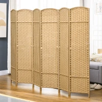 HOMCOM 6 Panel Folding Room Divider, Freestanding Privacy Screen for Living Room, Bedroom and Office, 240 x 170cm, Natural(m-10)
