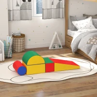 HOMCOM Zachte Bouwstenen, Klim- en Krabbelspeelgoed, Kunstleer, EPE-Schuim, Veelkleurig, Verschillende Vormen(m-8)