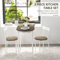 HOMCOM 3-Piece Dining Table and Chairs Set, Oval Kitchen Table with 2 Chairs, with Wire Storage Shelf and Steel Frame, Natural(m-4)