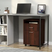 HOMCOM Cajonera de Escritorio con Ruedas Cajón Compartimento Puerta Archivador Móvil para Estudio 40x35x60 cm Café Oscuro(m-10)