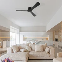HOMCOM Ventilator de tavan reversibil cu 3 pale, 6 viteze, timer de până la 8 ore și telecomandă, negru(m-2)