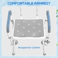HOMCOM EVA Padded Shower Chair for the Elderly and Disabled, Height Adjustable Shower Stool with Back and Arms, 4 Suction Foot Pads, Light Grey(m-5)