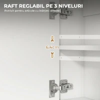 HOMCOM Dulap Baie Montat pe Perete cu Oglindă, Raft Reglabil și Raft Deschis, 60x16x60 cm, Alb(m-6)