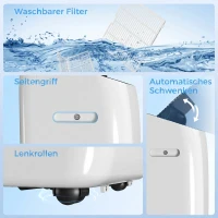HOMCOM Mobiles Klimagerät 12.000 BTU mit Inverter-Technologie, Klimaanlage mit 60° Schwenkfunktion, 24H-Timer, Fernbedienung(m-9)