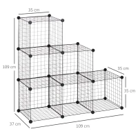 HOMCOM DIY 6 Cube Metal Wire Rack Interlocking Storage Cabinet Living Room Organiser Display Shelves Black(m-3)