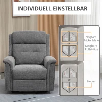 HOMCOM elektrische relaxfauteuil met opstahulp incl. afstandsbediening staalgrijs(m-6)