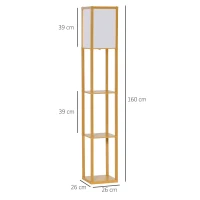 HOMCOM 3-Tier Floor Lamp with Shelves and Storage, Modern Corner Standing Lamp with Lampshade, Foot Switch for Living Room, Bedroom, Home Office, Bulb not Included, Natural(m-3)