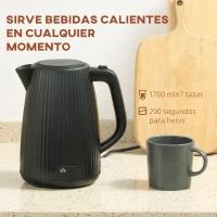 HOMCOM Hervidor Eléctrico 1,7L 2200W con Filtro Antical Desmontable Apagado Automático Base Giratoria 360° Negro(m-4)