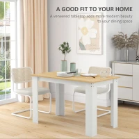 HOMCOM Dining Table for 4-6 People, Kitchen Table with Wood Effect for Dining Room, Oak and White(m-4)