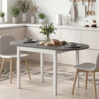 HOMCOM 4-6 Person Wooden Drop-Leaf Table - Grey(m-10)
