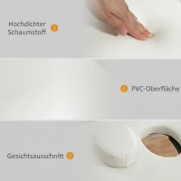 HOMCOM Mobile Massageliege 2 Zonen Klappbar Höhenverstellbar Massagetisch 60 cm Breit mit Tragetasche Holzfüßen Cremeweiß(m-5)