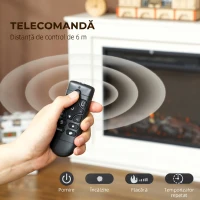 HOMCOM Șemineu Electric cu Flacără în 12 Culori și 5 Niveluri de Luminozitate, cu Telecomandă și Timer, 98x25x80 cm, Alb și Negru(m-6)
